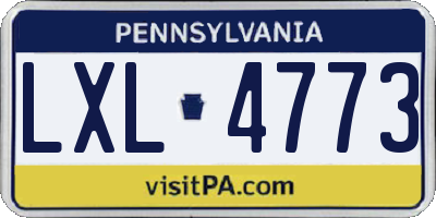 PA license plate LXL4773