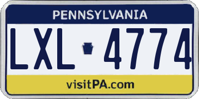 PA license plate LXL4774