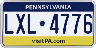PA license plate LXL4776