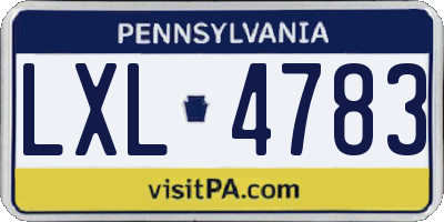 PA license plate LXL4783