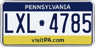 PA license plate LXL4785