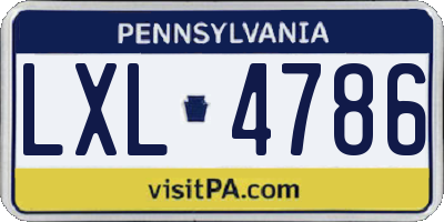 PA license plate LXL4786