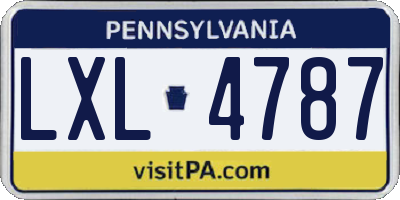 PA license plate LXL4787