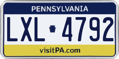 PA license plate LXL4792