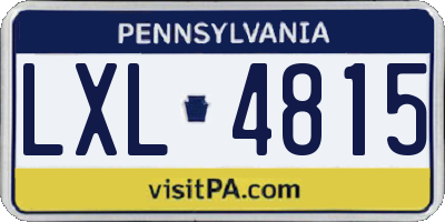 PA license plate LXL4815