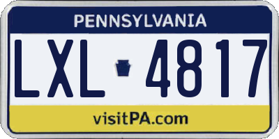 PA license plate LXL4817