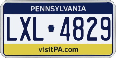 PA license plate LXL4829