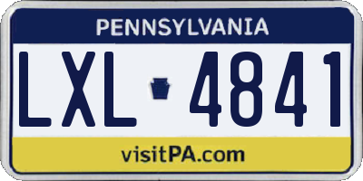 PA license plate LXL4841