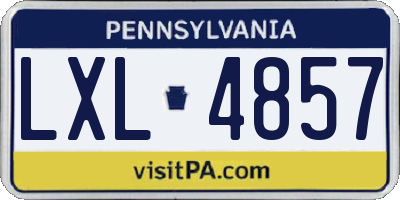PA license plate LXL4857