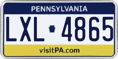 PA license plate LXL4865