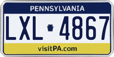 PA license plate LXL4867