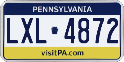 PA license plate LXL4872
