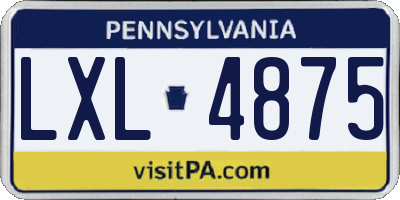 PA license plate LXL4875