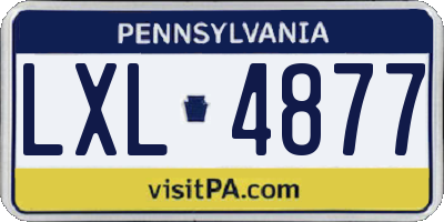 PA license plate LXL4877
