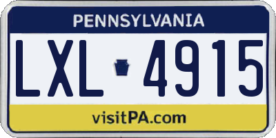 PA license plate LXL4915