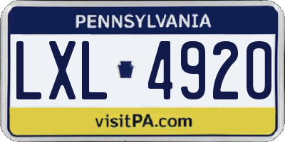 PA license plate LXL4920