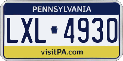 PA license plate LXL4930