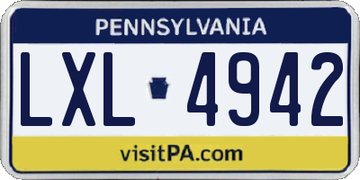 PA license plate LXL4942