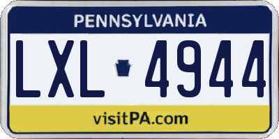 PA license plate LXL4944