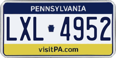 PA license plate LXL4952