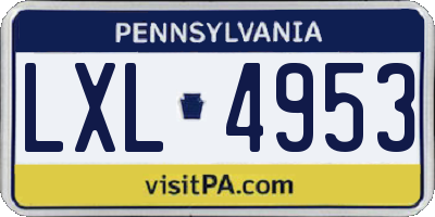 PA license plate LXL4953