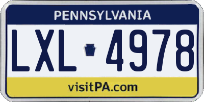 PA license plate LXL4978