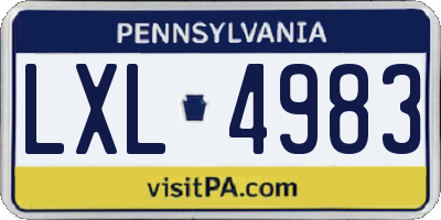 PA license plate LXL4983