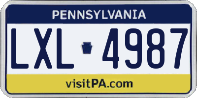 PA license plate LXL4987