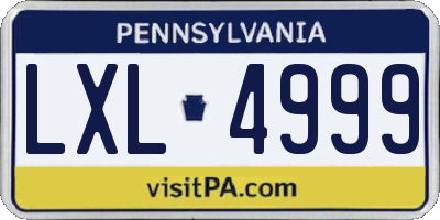 PA license plate LXL4999