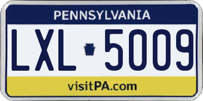 PA license plate LXL5009
