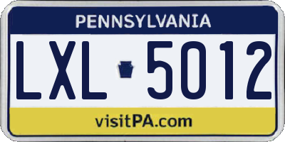 PA license plate LXL5012