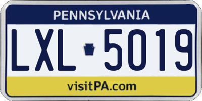 PA license plate LXL5019