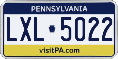 PA license plate LXL5022