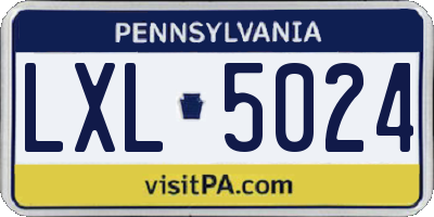 PA license plate LXL5024