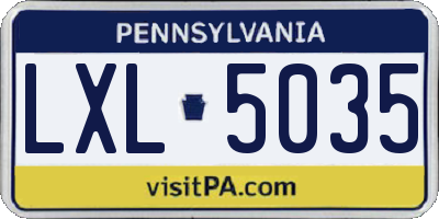 PA license plate LXL5035