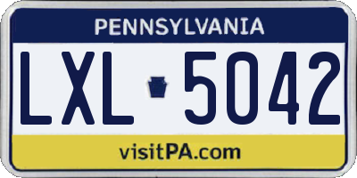 PA license plate LXL5042