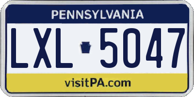 PA license plate LXL5047