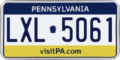 PA license plate LXL5061