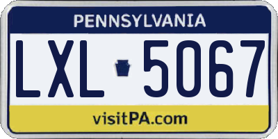 PA license plate LXL5067