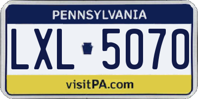 PA license plate LXL5070