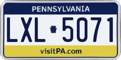 PA license plate LXL5071