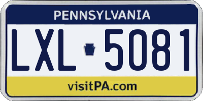 PA license plate LXL5081