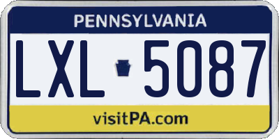 PA license plate LXL5087