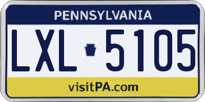 PA license plate LXL5105