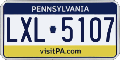 PA license plate LXL5107