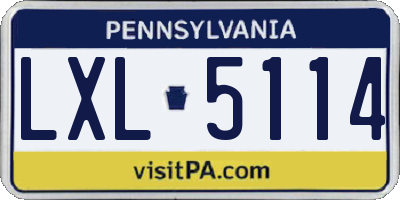 PA license plate LXL5114