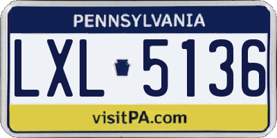 PA license plate LXL5136