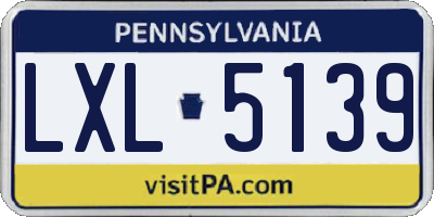 PA license plate LXL5139