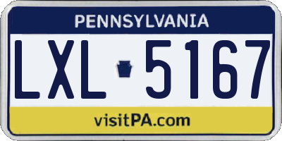 PA license plate LXL5167