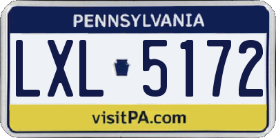 PA license plate LXL5172
